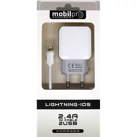 Töltőszett 2in1 2USB 2.4A + lightning adatkábel