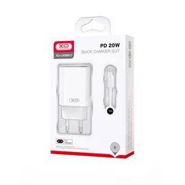 Töltő szett XO L90B gyorstöltő PD 20W fehér lightning kábellel NB-Q189A töltőszett