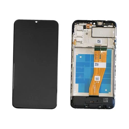 LCD kijelző Samsung A037F (A03s 2021) fekete töltőcsatlakozóval és hangszórókkal ORG GH81-21232A