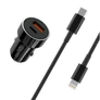 Kép 1/2 - XO TZ11 20W Autós gyorstöltő szett lightning kábellel fekete 3A