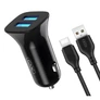 Kép 1/2 - XO TZ10 12W Autós gyorstöltő szett USB-C kábellel fekete 2.4A