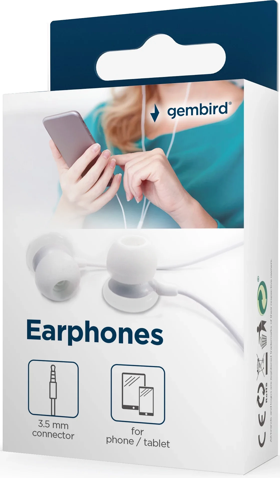 Gembird In-Ear fülhallgató fehér MHP-EP-001-W